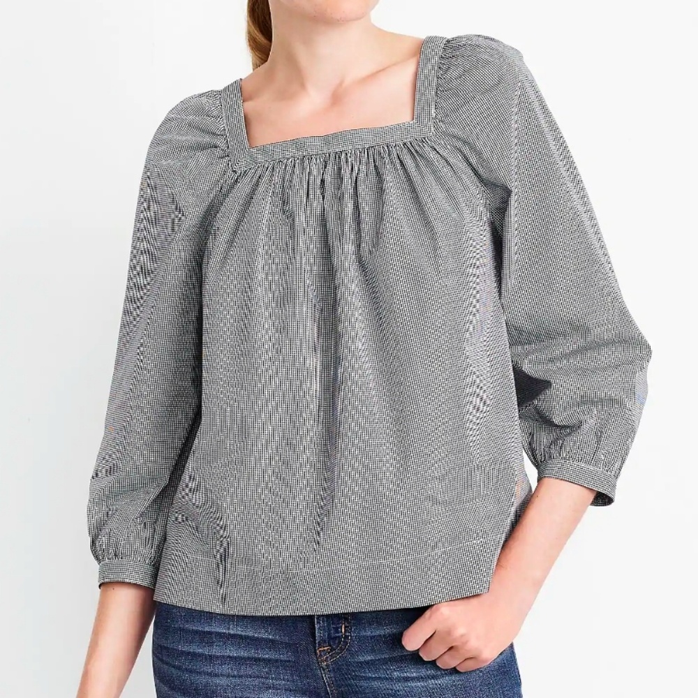 J. Crew Factory Gingham Peasant Top